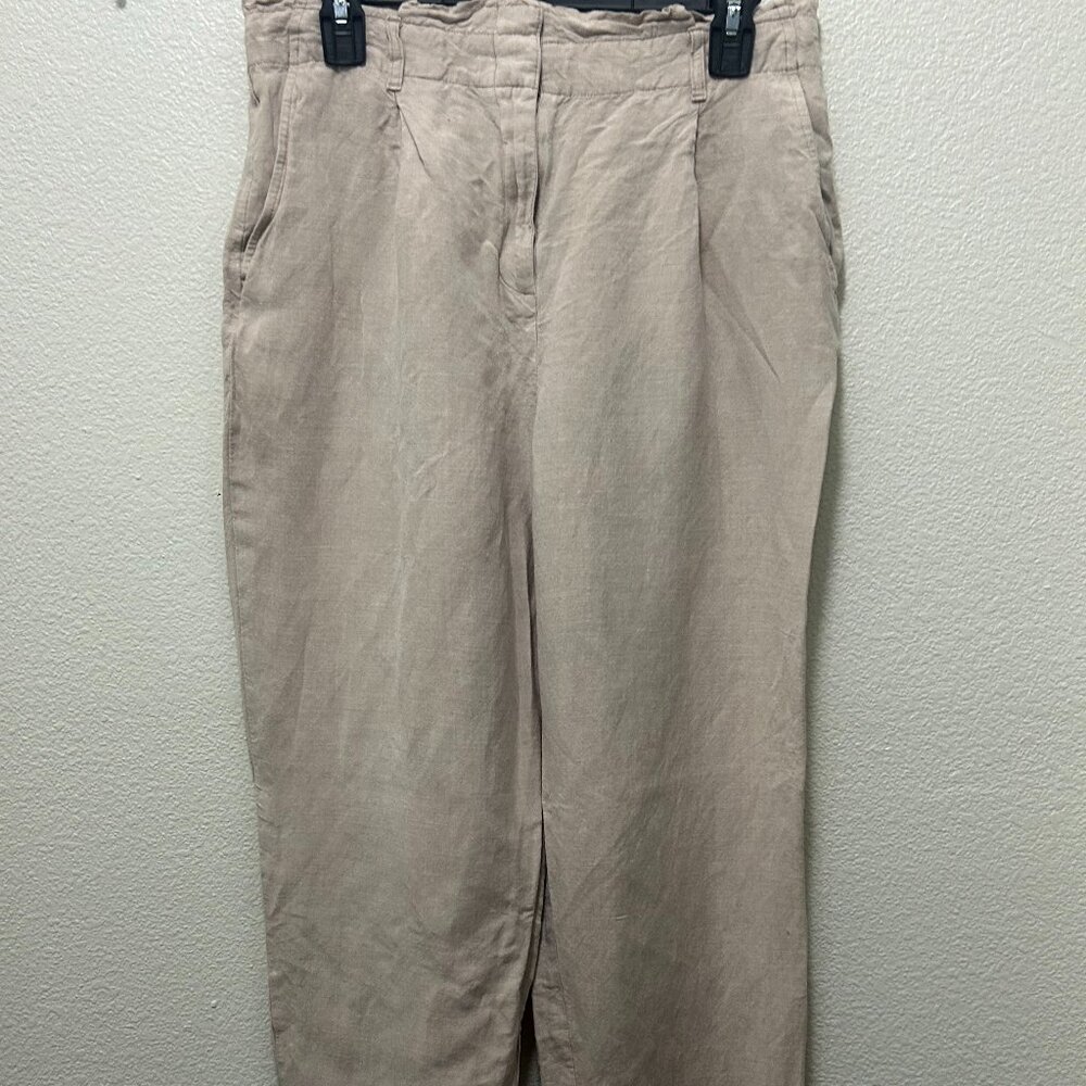 Loft tan linen pants, straight legs, size medium